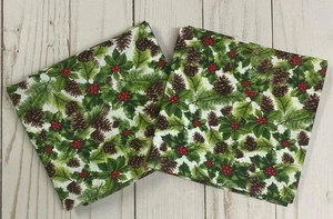 Tela FQ Fat Quarter Set 2 Navidad Evergreen Acebo Piña 100% Algodón NUEVO - Imagen 1 de 2