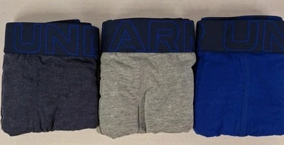 UA Performance Cotton 6" Boxer Briefs 3-Pk Small, Midnight Navy/Steel/Royal - Image 1 of 4