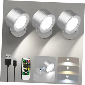 LED Reading Lights, Wall Lights Sconces 3 Pcs with Remote Rechargeable Battery - Picture 1 of 7