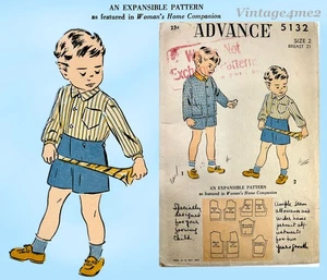 Advance 5132: 1940s Cute Toddler Boys Expandable Suit Sz2 Vintage Sewing Pattern - Picture 1 of 7