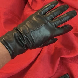 FOWNES ... Vintage  Lined  Leather  Gloves ... Black ... Woman’s  Size  7.5 - Picture 1 of 10