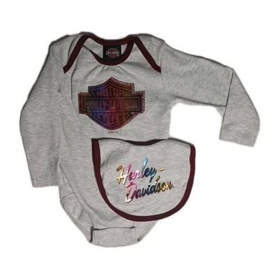 Harley-Davidson Bebé Niña Colorido Metálico Juego de 2 Piezas 9/12 Meses Gris Creeper Foto 1 de 4