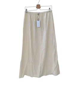 New WE WORE WHAT M Antique White Linen Blend Tie Waist Skirt Women - Afbeelding 1 van 13