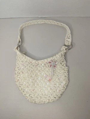Vintage Toby NYC White Crochet Sequin Hand Bag 8" x 7" - Image 1 of 4