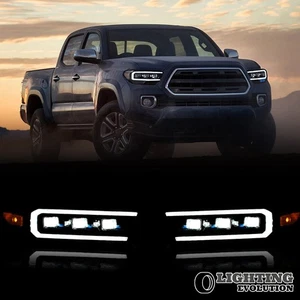 Pair Black Fits 16-2023 Toyota Tacoma Projector Headlights LED Sequential Signal - Picture 1 of 18