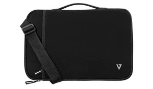 V7 Black Anti-Spill Sleeve Case 12.2" Laptop MacBook Chromebook Removable Strap - Picture 1 of 8