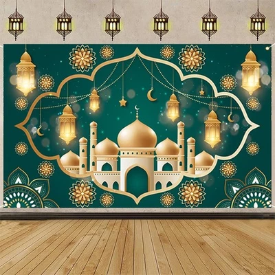Eid Mubarak Hintergrund Banner 180x110cm für festliche Wohn- und Eventdekoratio - Bild 1 von 4