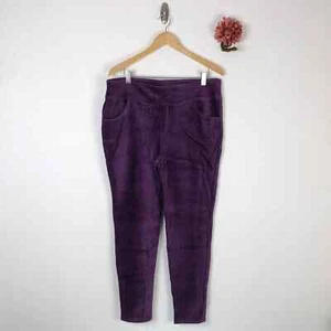 DENIM & CO Women's Knit Cord Leggings Smooth Waist Deep Plum - Picture 1 of 6