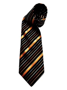 Z Lucas Herren Krawatte Handarbeit 100 % Seide schwarz orange blau diagonal gestreift 4" W - Bild 1 von 5