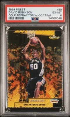 1999 年 TOPPS 最佳 David Robinson 金色反光镜带涂层 #80 PSA 6 SP #/100 — 第 1/2 张图片