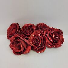 Set of 6 Glistening Red Rose Clips by Valerie H442525