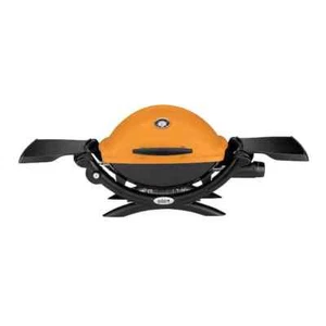 Weber Q 1200 1-Burner Portable Tabletop Propane Gas Grill + Thermometer - Orange - Picture 1 of 12
