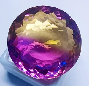 Bi-Color Round Shape Gemstone Certified 91.20 Ct Natural Big Size Tourmaline - Picture 1 of 4