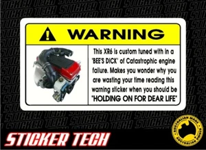 ADVERTENCIA FORD FALCON TURBO XR6 MOTOR AFINACIÓN CALCOMANÍA CALCOMANÍA TRAJES BA BF FG AU XR6T - Imagen 1 de 1