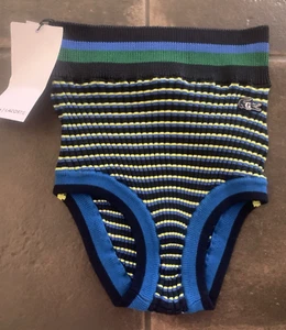 NWT Women’s Lacoste x Goop Ribbed Knit Shorts Navy Blue/ Yellow Size 36-4 - Picture 1 of 24