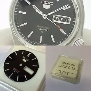 GENUINE AND ORIGINAL BLACK DIAL FOR SEIKO 5 SPORT 6309-605L . NOS - Imagen 1 de 7