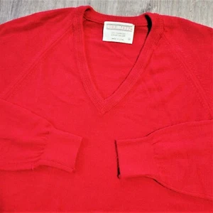 Suéter Lord Jeff De Colección Años 60 Años 70 Rojo Cuello en V Superblando Tejido en EE. UU. M - Imagen 1 de 10