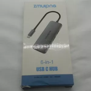 ZMUIPNG USB C Hub 6 in 1 USBC HDMI Multiport Adapter Model ZP1801 - Picture 1 of 6
