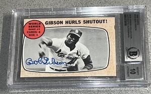 1968 Topps #154 Bob Gibson Signed Vintage Baseball Card Cardinals (BGS 10 AUTO)
