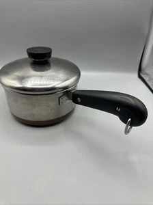 Vintage 1801 Revere Ware Sauce Pan Pot Copper Clad Bottom 1 qt w/ Lid USA - Picture 1 of 9