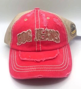 Urban Outfitters BDG JEANS Logo Envejecido Rojo Y Beige Gorra/Sombrero - Imagen 1 de 4