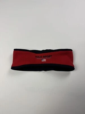 Vintage Polo Sport Ralph Lauren Red Fleece Headband Winter Ear Warmer USA Made - Image 1 of 4