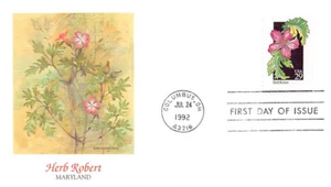 FDOI Wildflowers MAINE - Twinflower, MARYLAND - Hierba Robert, 1992 - Imagen 1 de 4