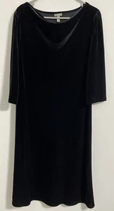 J. Jill Dress Women's M Black Velvet Long Sleeve Sheath Dark Romance Romantic - Picture 1 of 11