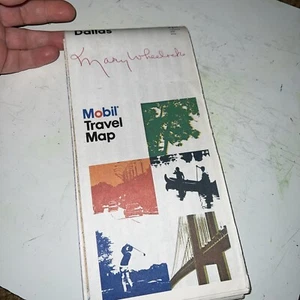 Vintage 1986 Dallas Mobil Travel Road Map Used Slightly - Picture 1 of 6