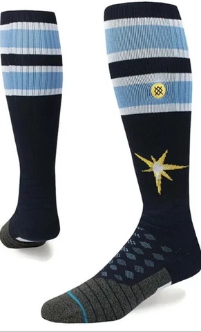 NWT Stance Diamond Pro MLB Tampa Bay Rays OTC Sunburst Socks Shoe Large Sz 9-13 Cover
