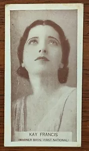 1934 Wills Cigarette Card Famous Film Stars #6 Kay Francis Warner Bros. - Picture 1 of 2