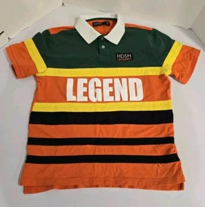Hudson Outerwear Legends Mens Striped Polo Size XL Orange Green Yellow - Picture 1 of 7