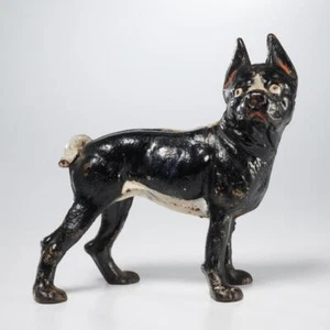 Bemalt Gusseisen Boston Terrier Hund Türstop 6 Pfund 9 Zoll hoher Stil von Hubley - Bild 1 von 7