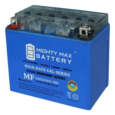 Batería recargable SLA AGM para moto Mighty Max YTX12-BS GEL 12V 10AH 180CCA Foto 1 de 4