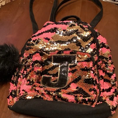 Mochila Cartera Justice Mini Rosa/Negro/Dorado Lentejuelas Niñas Foto 1 de 4