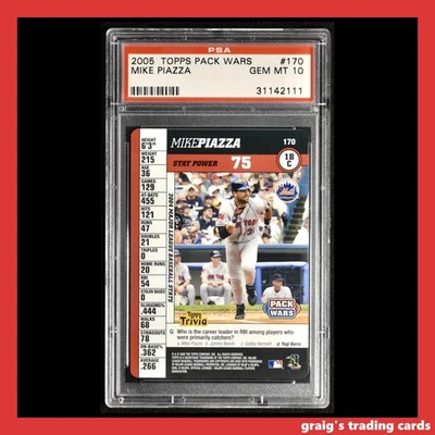 2005 Topps Pack Wars Mike Piazza #170 PSA 10 GEM-MT - Image 1 of 3