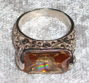 Vintage 925 Sterling Silber filigran Citrin Cocktail Statement Ring Größe 6,5 - Bild 1 von 13