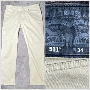 Levi's 511 Red Tab Black Patch Größe 32 x 28 (34 x 30) khaki Stretch Slim Fit Jeans - Bild 1 von 10