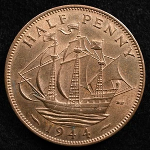 Great Britain 1/2 Penny 1944, Coin, Inv#F969 - Picture 1 of 2
