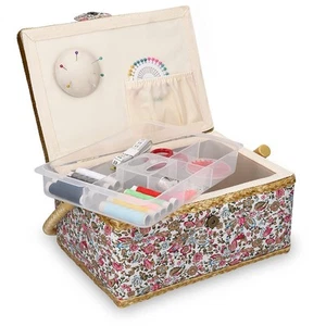 Sewing Box with Accessories - Sew Basket with Organizer Tray Compartments 9.7... - Picture 1 of 6