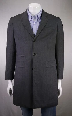 Banana Republic Men's Gray Wool Diamond Quilted Lined Overcoat Topcoat Small - Image 1 of 4