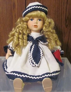 Dan Dee Collectors Porcelain Doll 11" Limited Edition, Sailor's Attire Sitting - Picture 1 of 4