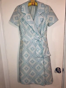Vtg Saks Fifth Ave Womens Mod Retro Wrap Dress Polyester 28” Waist 1960s 70s - Picture 1 of 9