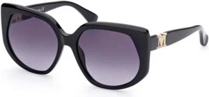 MAX MARA EMME4 MM0013 01B Black Round Plastic Sunglasses Frame 58-17-140 - Picture 1 of 3