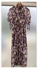 BIRGITTE HERSKIND Purple Floral Chiffon Raleigh Dress Long Designer Size 10 38