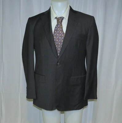 Ascot Chang Zegna Fabric Solid Charcoal Gray Bespoke Two Button Sport Coat 40S - Image 1 of 4
