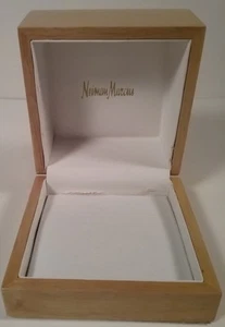 Neiman Marcus Light Wood Veneer Hinge Presentation Box White Interior 5" sq x 3" - Picture 1 of 1