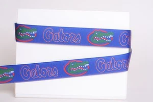 UNIVERSITY OF FLORIDA GATORS  7/8" GROSGRAIN RIBBON 1,3,5,10 YARDS SHIP FROM USA - Picture 1 of 1