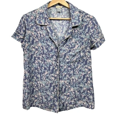Eberjey x Rebecca Taylor Silk Blend Pajama Top Button Up Pocket Floral Sz Small - Image 1 of 4