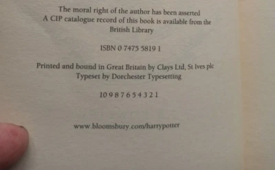 HARRY POTTER AND THE PHILOSOPHER S STONE (BOOK 1) FIRST PRINT, PRINTED IN GB!!! - Image 1 of 4